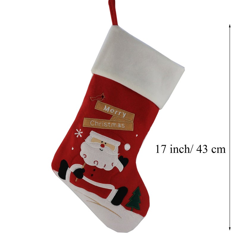 WEWILL Classic Christmas Stockings Set of 2 Santa, Snowman Xmas Character 17-Inch (Style 1) - Image 2